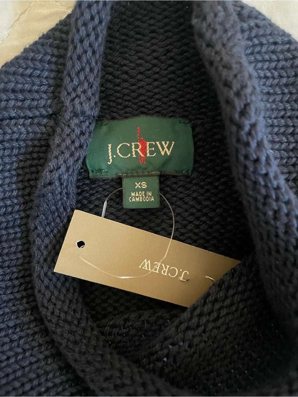 J. CREW 1988 RollneckT™ sweater in Navy Yellow Stripe Size XS NWT $118 CP609